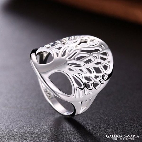Tree of Life marked 925 filled silver ring 7.5