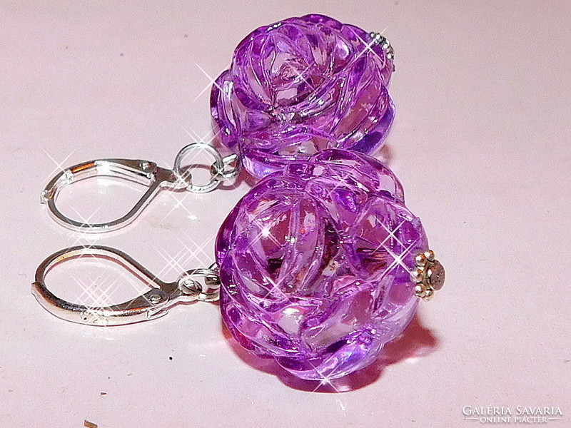 Violet flower craft earrings