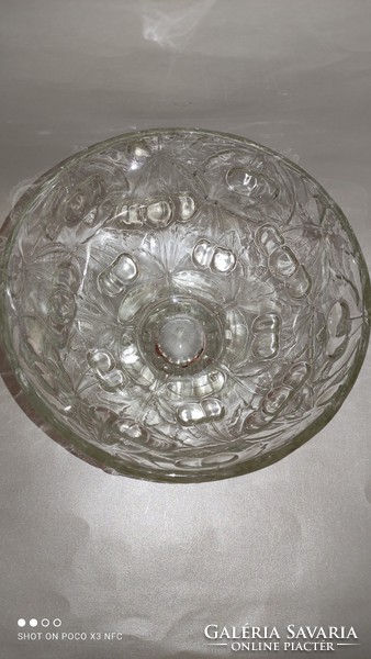 Barolac Josef Inwald design cseresznye mintás víztiszta üveg talpas kínáló tál asztalközép