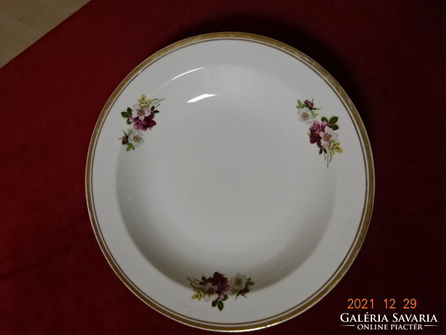 Hollóház porcelain deep plate, rose pattern, diameter 23.5 cm. He has! Jókai.