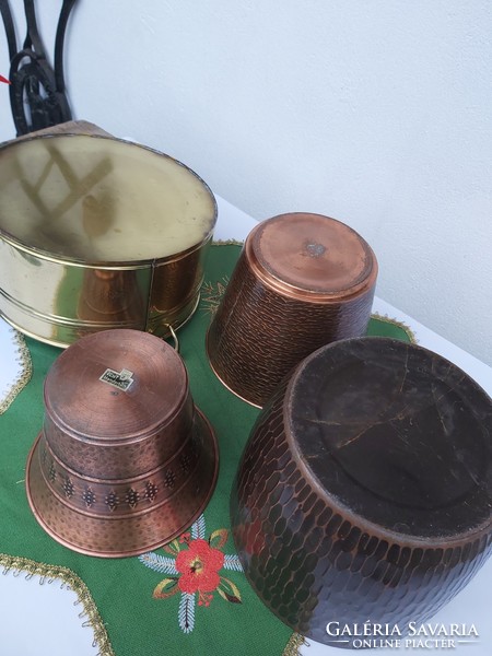 4 pcs beautiful pots, collectible pieces, nostalgia, for flowers, copper pots with earrings marked wmf