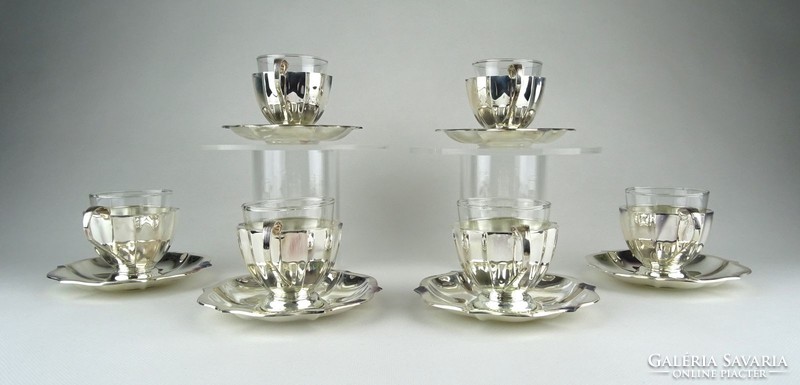 1A077 Marked silver coffee set with old glass insert