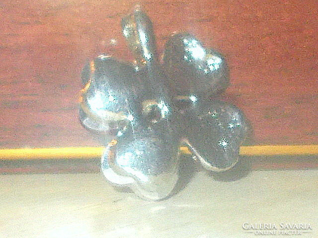 Raspberry colored lucky - heart - clover crystal Tibetan silver pendant