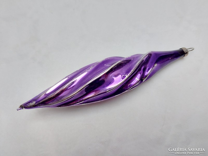 Old glass Christmas tree decoration with purple icicle glass decoration