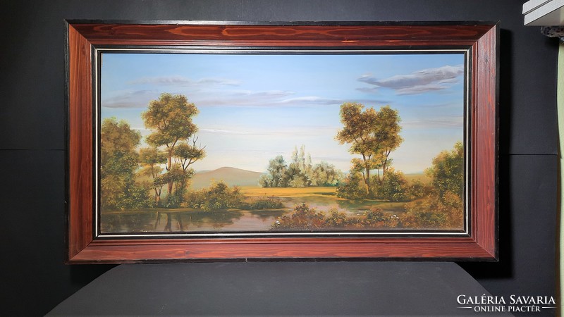 Teréz N. Mónus: landscape, original oil-wood fiber - art treasure ltd. With its label