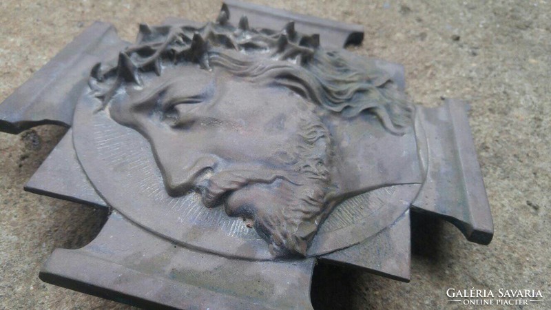 Curiosity! Rare original 1800 antique bronze Jesus 23cm casting picture plaque not cast iron
