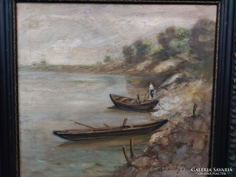 Jenő Kárpáthy's painting entitled Boats
