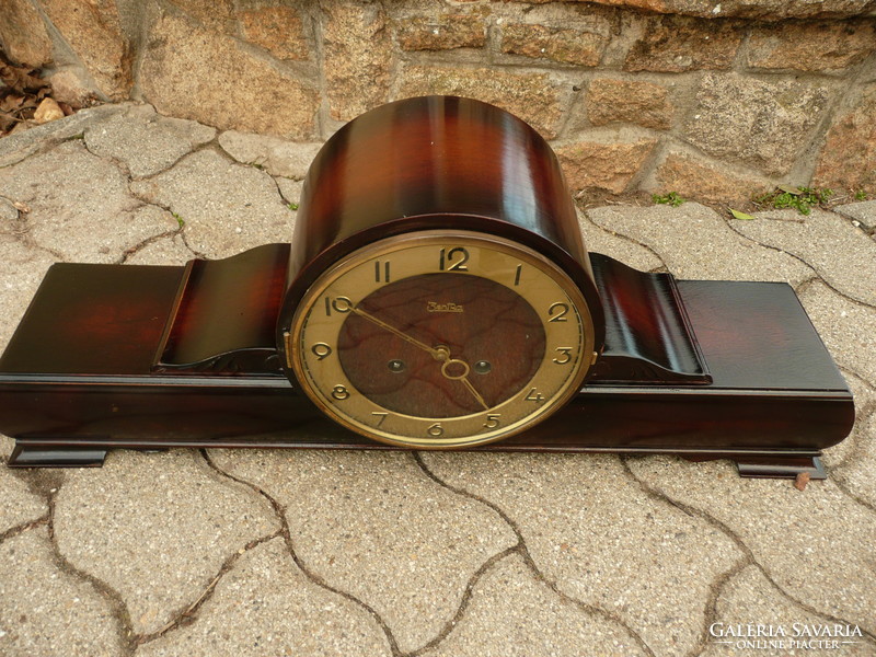 Rare, large 64 cm, working half-percussion German zentra fireplace clock from 1938-45