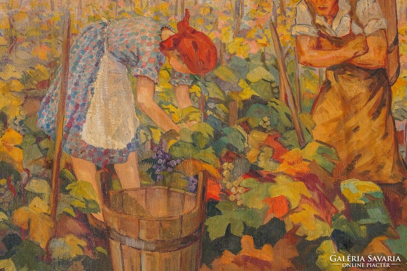 Ismeretlen festő, Szüret, XX. század, olaj, vászon