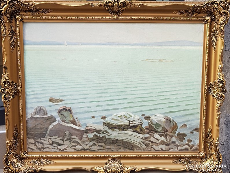 Unknown painter: humid Balaton, 60x80 cm.