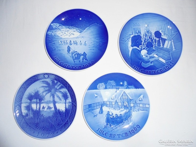 Kék fehér porcelán fali falra akasztható dísz tányér - B&G Bing Grondahl Copenhagen Porcelan Denmark