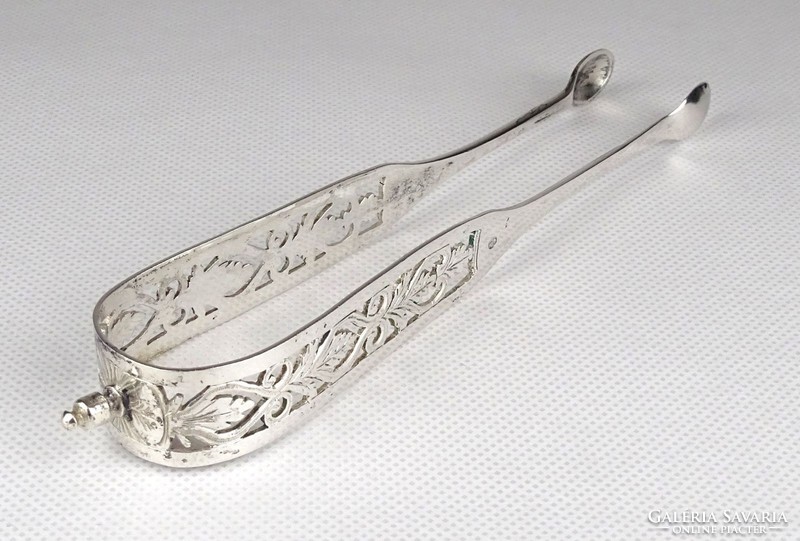 1E088 antique 13 lats silver sugar tongs sugar tweezers xix. Century 30g