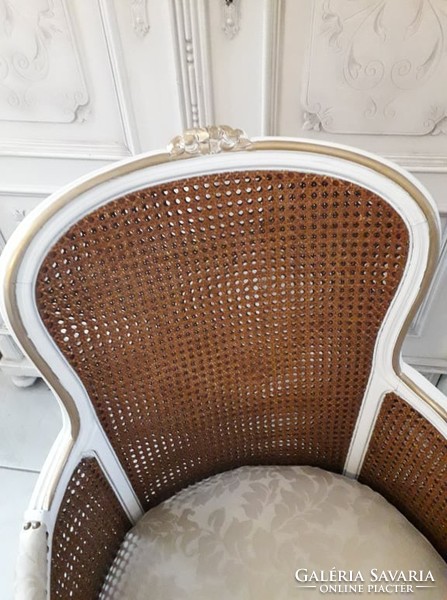 Rare double reeded baroque armchair, Provence, vintage