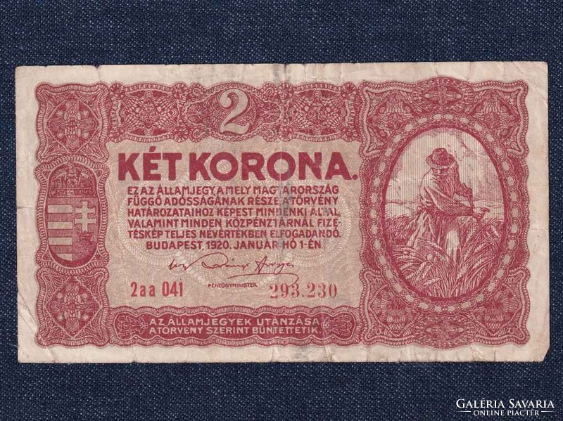 Kis címletű Korona államjegyek 2 Korona bankjegy 1920 (id26362)