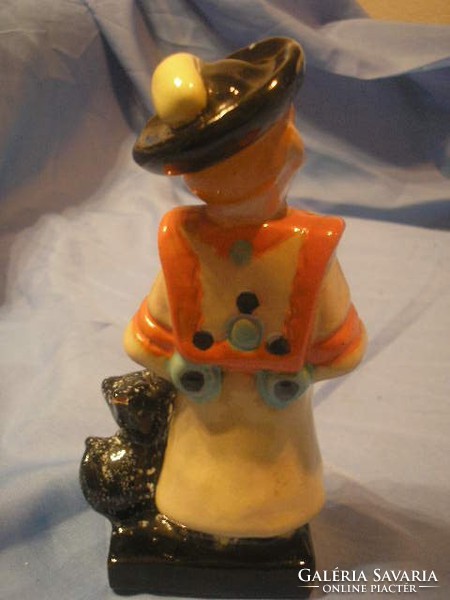 N16 Art decó Bojtár fiú pulival Komlós jelzett ritka kerámia figura eladó 1930-as évek