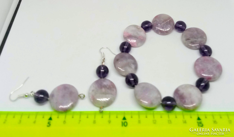 Lepidolite bracelet and earrings set