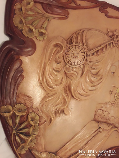 Art Nouveau, szecessziós Johann Maresch - Austria kerámia falidísz fali kép