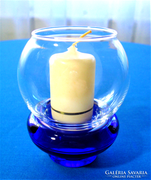 Two-piece glass candle and candlestick
