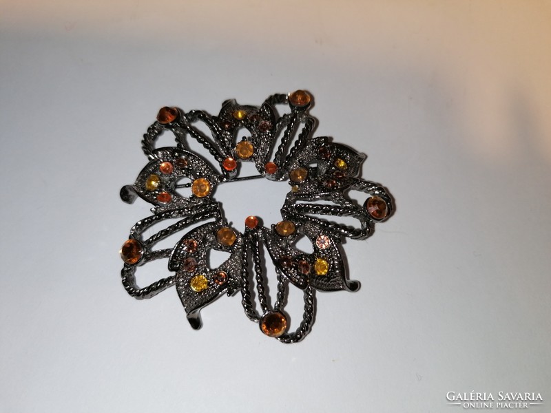 Black-silver flower brooch, pin (74)