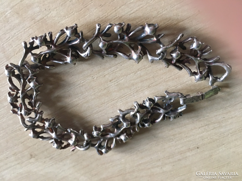 Modernist -thick silver-plated, unmarked bracelet-
