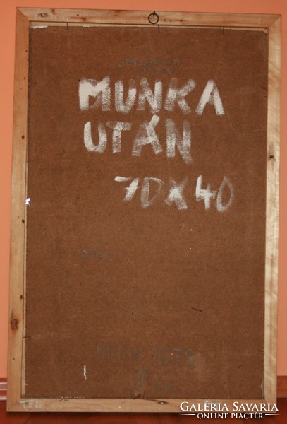 Fejér Csaba (1936-2002) "Munka után" c. festmény 70x40 cm