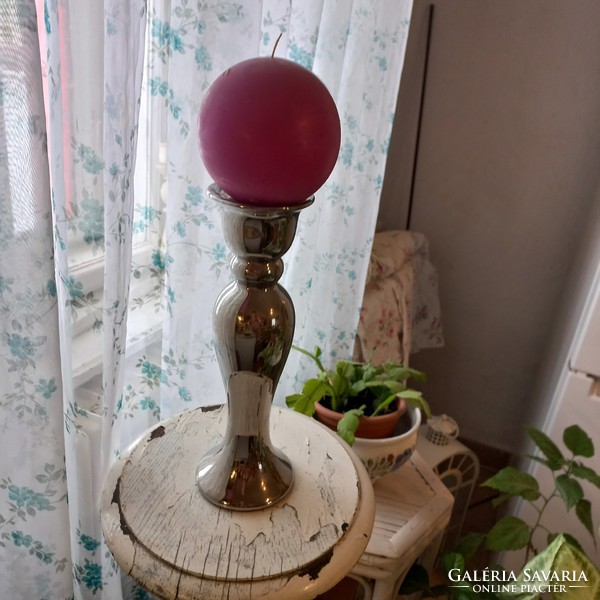 Large silver - glass - candlestick