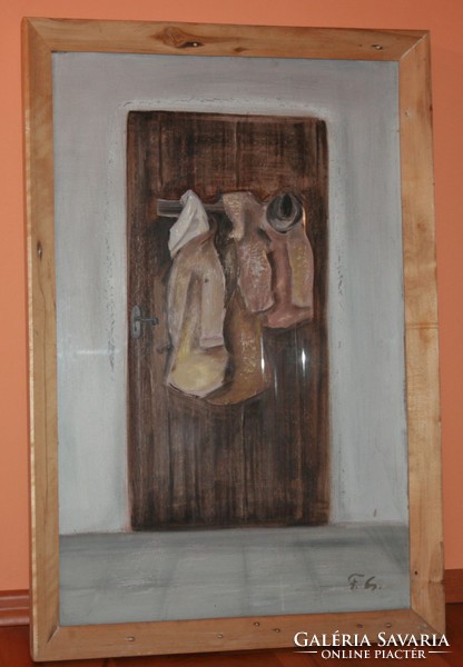 Fejér Csaba (1936-2002) "Munka után" c. festmény 70x40 cm