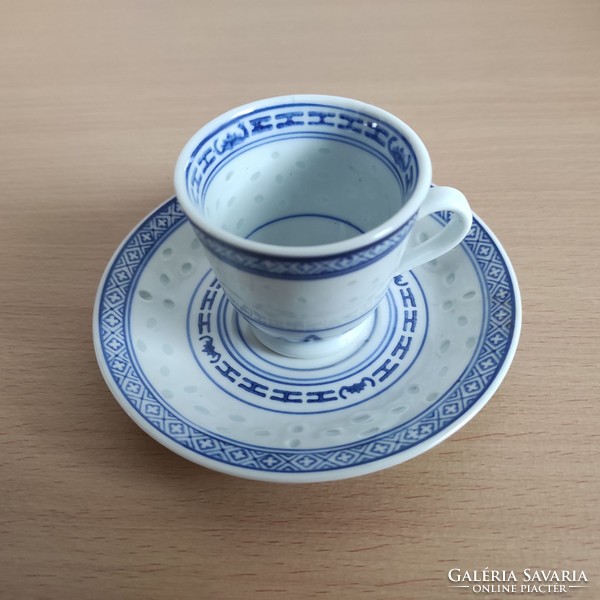 Chinese rice pattern porcelain coffee cup set