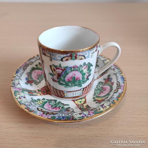 Kézzel festett gyönyörű, aranyozott, porcelán kínai kávéskészlet hozzávalókkal