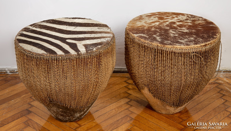 African drum with zebra leather decoration