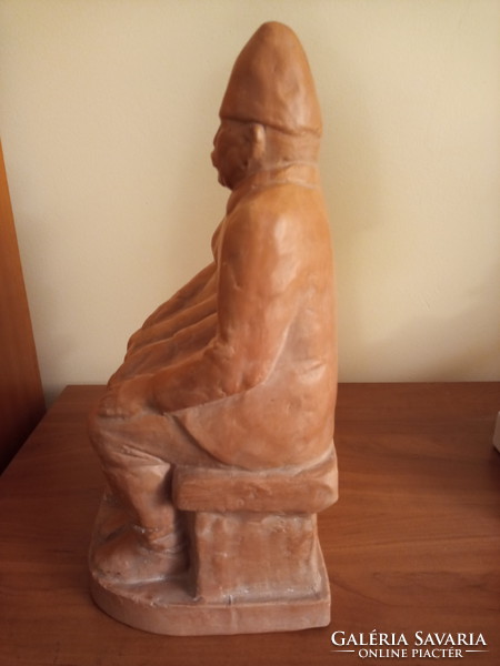 Nagy Sándor terrakotta két alakos szobor - jelzett, hibátlan