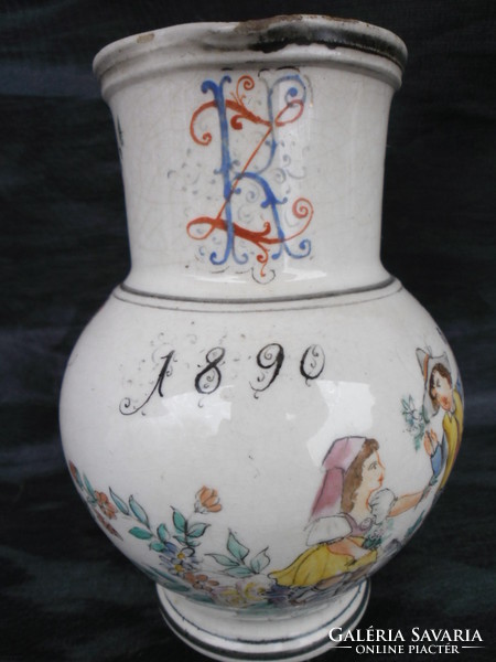 Extra rare, 1890s zsolnay jug, marked, intaglio. One of the first indications.