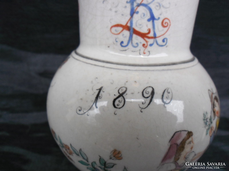 Extra rare, 1890s zsolnay jug, marked, intaglio. One of the first indications.