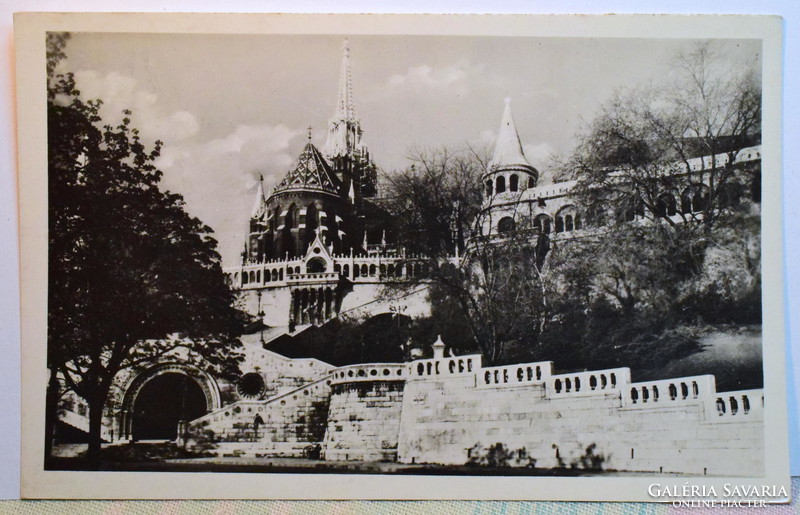 Antique Budapest photo postcard with fisherman's bastion before 1945