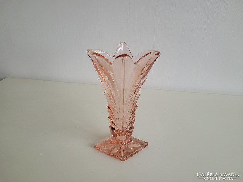 Old brockwitz glass vase art deco pink salmon colored vase decorative vase