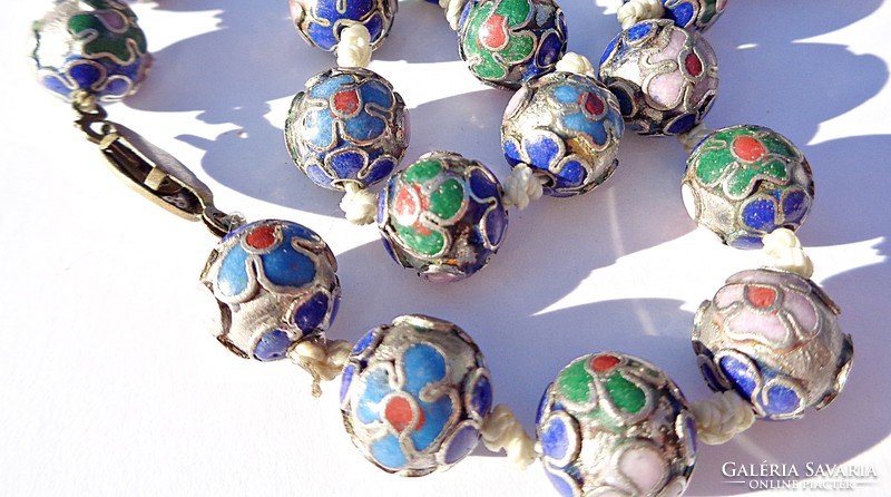 Colorful spherical floral enamel necklace