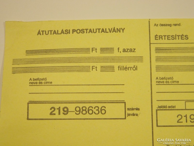 Old retro postal yellow check - money order - from the 1980s