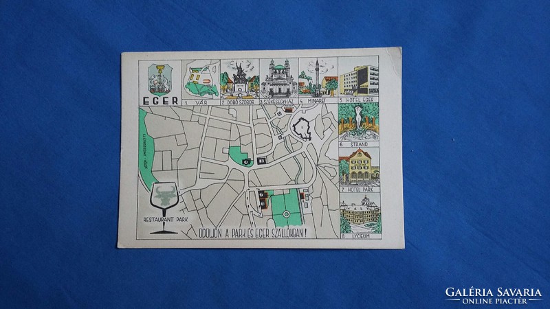 Old postcard: style mouse map, circle of city landmarks