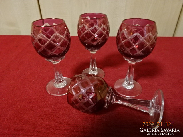 Colored polished glass, glass of liqueur with base, four pieces for sale. He has! Jókai.