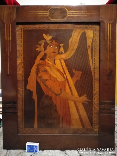 Szecessziós fametszet kép 63x50 cm