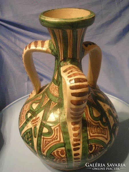 N8 antique majolica glazed offset ears 38-cm 3-piece human-headed water tank collector unparalleled rarity