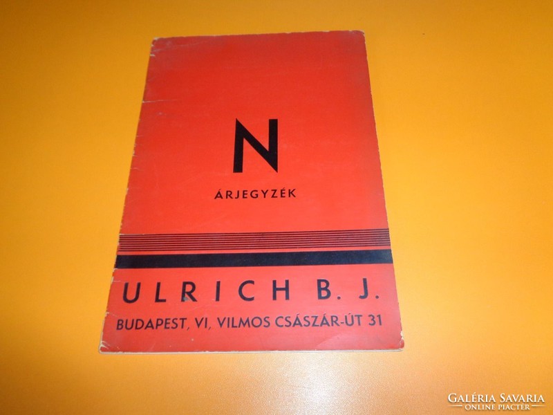 N35 Ulrich árjegyzék 1937-es ritkaság tele képekkel berendezési tárgyak kastély kúria műemlékekhez