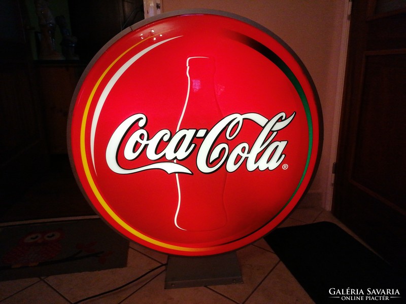 Loft lakásba! Nagyméretű Coca Cola világító reklámtábla, átmérője 85 cm, szép működik!
