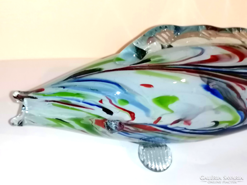 Old colored glass fish, lucky figure