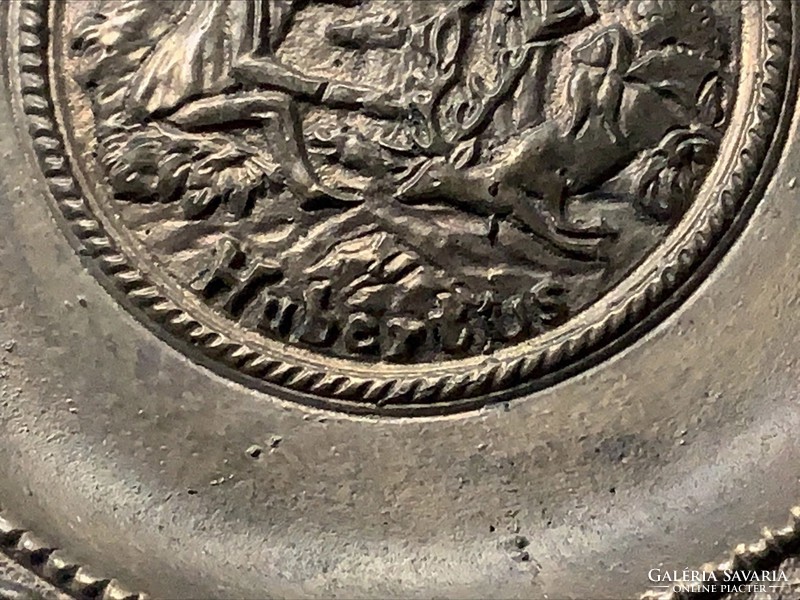 HUBERTUS vadász réz v. bronz falidísz, falitányér