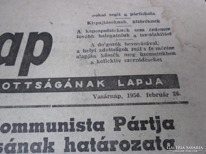 1956 edition of Somogy folk newspaper, according to photos, in good condition. Rare.