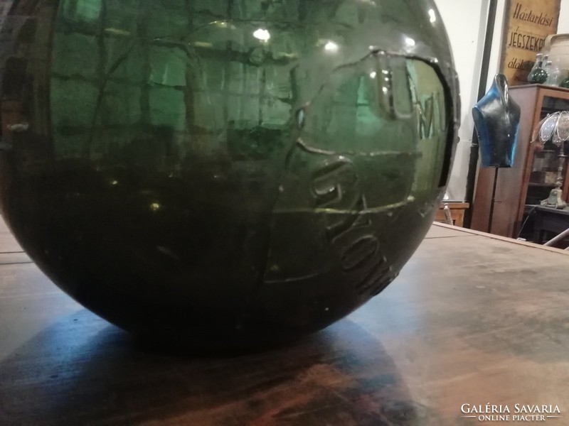 Large unicum glass, green, damaged condition, for decoration, 5l