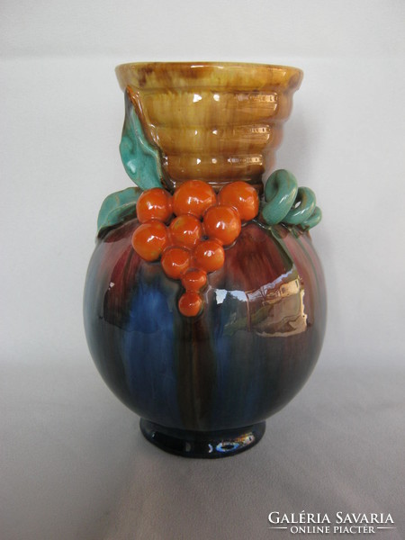 Retro ... iparművészeti Komlós kerámia váza szőlőfürtös