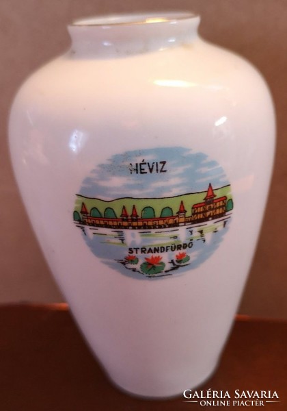 Hollóház small porcelain vase: memorial to Hévíz