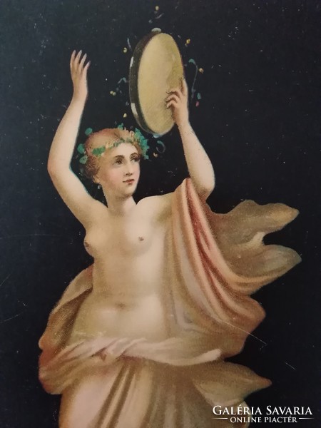 Antik, litho/litográfiás erotikus Stengel képeslap/művészlap Pompeji sorozat, táncos hölgy